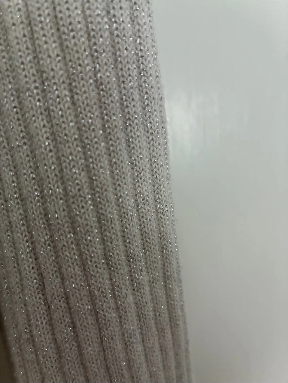 GAP Cream Ribbed V-Neck Button-Up Cardigan with Metallic Thread - Picture 3 of 4
